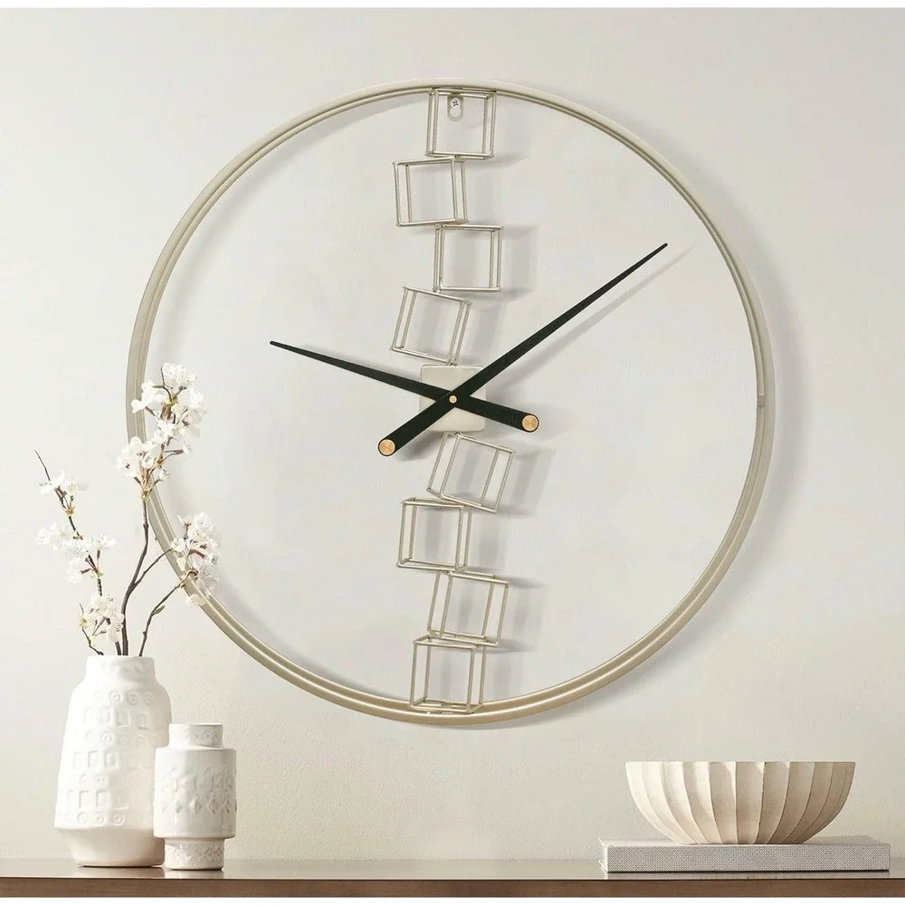Micasso 24 in Simple Blocks Wall Clock Gold Modern Minimalist Any Room New